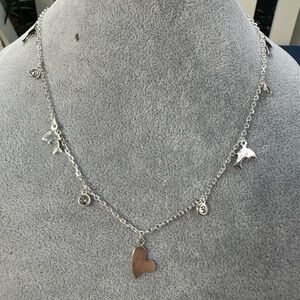 New 925 Italy Sterling Silver Charm Necklace with Heart Pendant